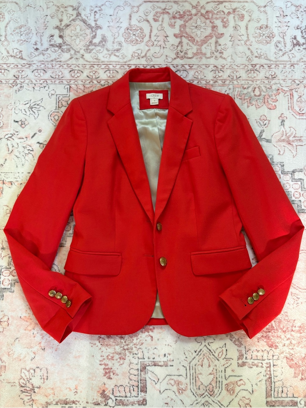MINT$258 J.Crew sz 0 Original Schoolboy Blazer Wool Blend in Red/Orange